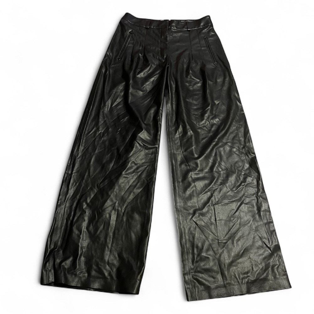 Veronica Beard Rennert Faux Vegan Leather Wide Pants Size 10 - Picture 3 of 10